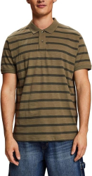 Tricou polo cu maneca scurta pentru barbati ESPRIT 043EE2K310 khaki cu dungi verzi marime L - OUTLET 