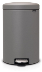 Brabantia NewIcon 1001091 Cos de gunoi cu pedala 20 l inchidere silentioasa baza antiderapanta acoperire minerala gri 