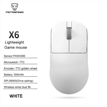 Darmoshark X6-MAX Mouse de Gaming Wireless 30000DPI Dual-Mode Usor - X6 alb