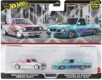 Hot Wheels Premium Set 2 Masinute Metalice Datsun Sunny Truck Si Nissan Hardbody Scara 1 64 