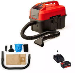 Pachet Aspirator umed-uscat fara fir Einhell PXC TE-VC 1810 + Kit acumulator si incarcator Einhell PXC 4512042 18 V 4.0 Ah putere maxima 900