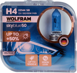 Set becuri H4 100-90W 5500K Sky Blue Wolfram 