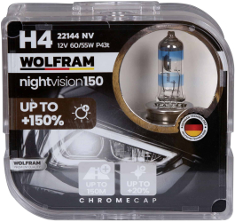 Set becuri H4 +150 Night Vision Wolfram 