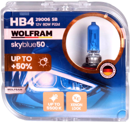 Set becuri HB4 80W 5500K Sky Blue Wolfram 
