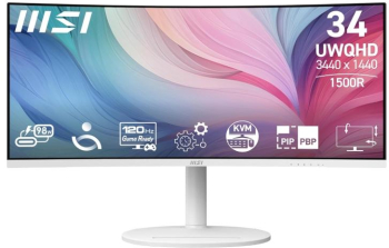 Monitor VA LED MSI 34 Modern MD342CQPW UWQHD (3440 x 1440) 1ms 120 Hz HDMI DisplayPort Boxe Ecran curbat 