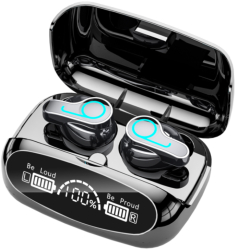 Casti Audio Wireless fara fir Bluetooth 5.1 Earbuds cu Control Touch Microfon Earpods Telefon Universale Carcasa magnetica Negru 