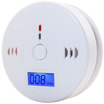 Detector de monoxid de carbon Afisaj digital LCD Alarma Baterii Incluse 11 x 11 x 4 cm Alb 