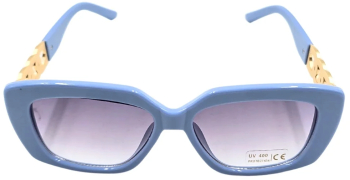 Ochelari de soare dama Tiara albastru pastel lucios forma geometrica lentile fumurii protectie UV 400 