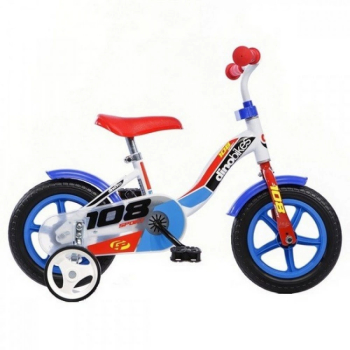 Bicicleta copii Dino Bikes 10 inch 108 Sport alb si albastru 