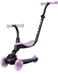 Trotineta pentru copii QPlay Sema EVO Violet 6 in 1 multifunctionala cu scaunel maner telescopic parental inaltime ajustabila 