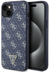Husa pentru iPhone 15 Plus - Guess Hardcase 4G Triangle Metal Logo GUHCP15MPG4GPB - Blue 