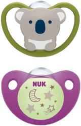 Set 2 suzete Night&Day si Space SILICON 0-6 luni ortodontice Alb/Mov/Verde 