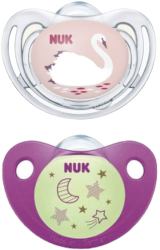 Set 2 suzete ortodontice din silicon Nuk Freestyle si Night&Day 0-6 luni Roz/Alb 