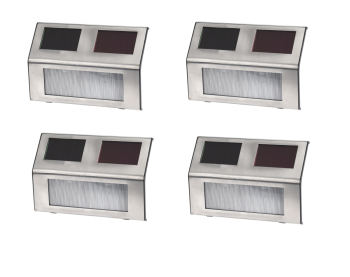 Set 4 lampi iluminat solar ProGarden otel inoxidabil 14x9.5 cm argintiu/negru