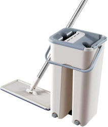 Set curatenie STRATCH CLEANING MOP galeata cu storcator si rezerva mop Alb/Gri 