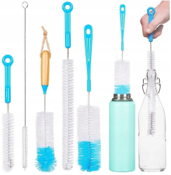 Set 7 perii de curatare pentru sticle utile in bucatarie Gonga® Albastru 