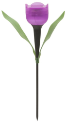 Lampa Solara LED tip Floare Lalea pentru Gradina Culoare Violet Inaltime 30 cm 
