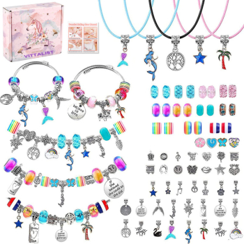 Kit de Bratari Charm si Talismane tip Pandora Accesorii Bijuterii Reglabile cu Lant Margele Coliere Metal si Sticla Handmade 73 de Pie 