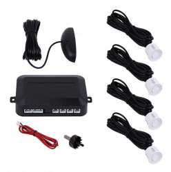 Senzori de Parcare Auto SIKS cu 4 Receptori Display LED Avertizare Sonora Luminoasa Metrica Alb