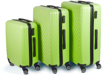 Set 3 Valize/Trolere Rigide din ABS++ cu Cifru si Roti Detasabile Verde 