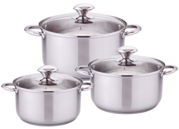 Set oale 6 piese Danny Home 1.8L 3.5L 5 8L inductie cu capac sticla Inox 