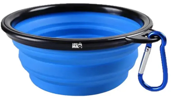 Bol pliabil pentru apa si mancare Linomag® Pentru caini si pisici Silicon 650 ml Albastru 