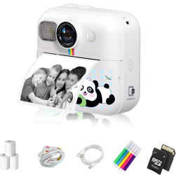Camera Foto Instant pentru Copii Model CP02 1080p HD Rezolutie Foto 48MP Card SD 64GB Autonomie 1500mAh Include Stickere Filtre Graf 