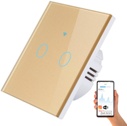 Intrerupator inteligent cu touch Wireless VisionHub® Wi-fi 2 Canale Sticla Securizata Compatibil iOS/Android Tuya Amazon Alexa/G 