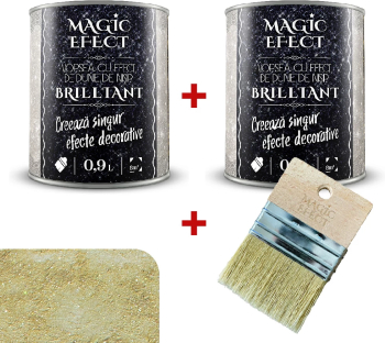 Pachet 1+1 Vopsea Decorativa Magic Effect Brilliant C08 Verde 0.9L + Pensula Cadou 