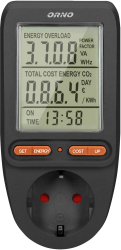 Priza cu contor consum curent/energie ORNO OR-WAT-435 GS /B afisaj digital 16A 3680W negru 