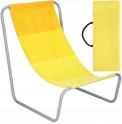 Scaun de plaja pliabil Zola tip sezlong cadru otel poliester greutate suportata 100 kg geanta depozitare 52 x 50 x 60 cm galben 