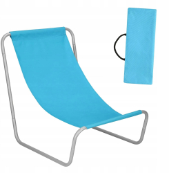Scaun de plaja pliabil Zola tip sezlong cadru otel poliester greutate suportata 100 kg geanta depozitare 52 x 50 x 60 cm albastru 