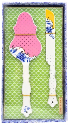 Set paleta si cutit din portelan pentru servirea tortului Pip Studio 25 cm colectia Royal Multi 