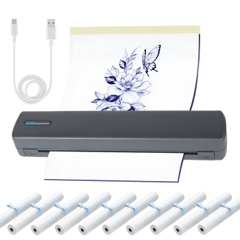 Imprimanta termica portabila C80 203dpi 25mm/s viteza printare baterie 2600mAh USB + Bluetooth negru 