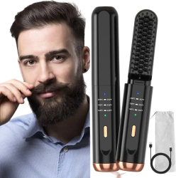 Perie electrica de indreptat barba si parul Portabil Perie termica fara fir Inarcare USB Baterie durabila Temperatura ajustabila Cadou ideal 