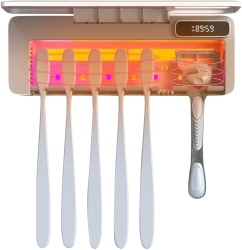 Suport Periute Dinti CZAY® Sterilizator UV Electric Baie Functia de Uscare Automata Lumina Ambientala 7 Fante Protectie Impotriva I 