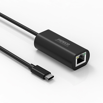 Adaptor Placa Retea USB-C FIDECO Type-C USB 3.0 5Gbps Placa de retea externa Gigabit Ethernet RJ-45 10/100 Mbps din Aluminiu Negru 
