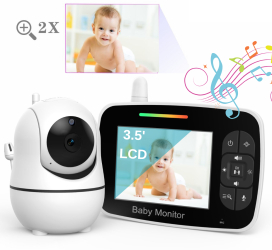 Sistem monitorizare cu Camera Video-Audio pentru supraveghere bebelusi VisionHub® Baby Monitor cu Ecran HD 3.5 inch Monitorizare temp 
