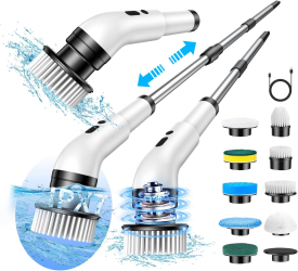Perie Electrica Rotativa pentru Curatare Bucatarie Baie Pardoseala Geamuri Masina 9 Capete Autonomie 90 de Minute 450 RPM 2 Viteze 