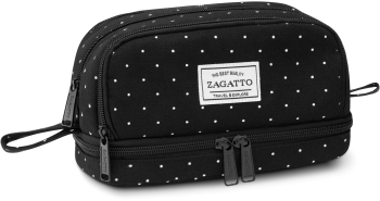 Penar scolar pentru fete Zagatto Negru cu puncte albe 22x9 5x11 cm Mare cu 4 compartimente Maner pentru trasport Tip borseta Impermea 