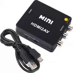 Adaptor mini convertor HDMI 720p / Full HD 1080p video si audio stereo la AV RCA negru 