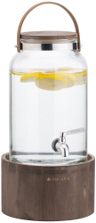 Dozator bauturi Navaris 5.6L cu maner piele si suport lemn robinet inox NAV000017YH002C 