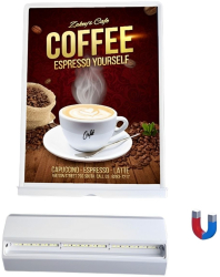 Suport de prezentare cu lumina LED Display publicitar format A4 Luminozitate reglabila Baterie reincarcabila Afisaj dublu Asamblare magnetic 