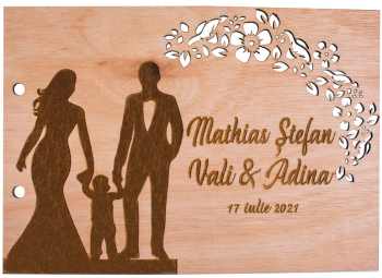 Album Foto de Botez Personalizat din lemn GuestBook Familie 30x21 cm 