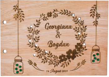 Album Foto de Nunta Personalizat din lemn GuestBook Felinar 30x21 cm 