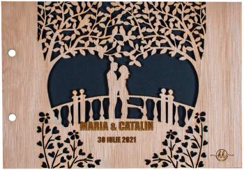 Album Foto de Nunta Personalizat din lemn GuestBook Indragostiti 30 cm x 21 cm 