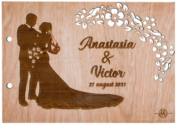 Album Foto de Nunta Personalizat din lemn GuestBook Mire si Mireasa 30 cm x 21 cm 