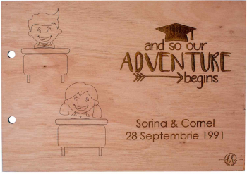 Album Foto GuestBook A4 Nunta Personalizat din lemn HH833 Scoala 30x21 cm 