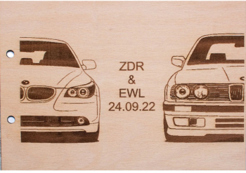 Album Foto GuestBook Nunta HH1614 Personalizat din lemn BMW 30 x 21 cm 