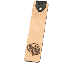 Semn de Carte din lemn HH940 Personalizat cu Catarama de Piele 3x12.3 cm 